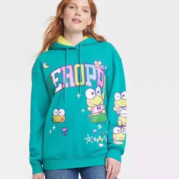 Sanrio Keroppi Women’s Graphic Hoodie Sweatshirt Size M Hello Kitty and Friends - Picture 1 of 13